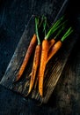 Fried fresh young whole carrots