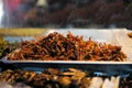 Fried grasshoppers at a Thai market Royalty Free Stock Photo