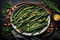 Fried green beans with almonds