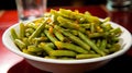 Fried Green Beans. Homemade Sauteed Green Beans with Salt and Pepper. Generative AI