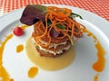 Fried green tomato stack with crab salad
