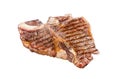 Fried on a grill skillet t bone porterhouse beef meat Steak. Isolated, white background. Royalty Free Stock Photo