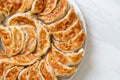 fried gyoza or dumplings snack with soy sauce Royalty Free Stock Photo
