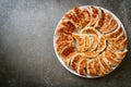 fried gyoza or dumplings snack with soy sauce Royalty Free Stock Photo