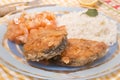 Fried hake fish with rice