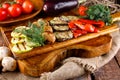 Fried healthy vegetables on a cutting Board