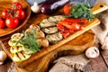 Fried healthy vegetables on a cutting Board