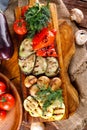 Fried healthy vegetables on a cutting Board