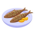 Fried herring fish icon isometric vector. Ocean sardine
