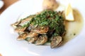 Fried horse mackerel with herbs Royalty Free Stock Photo