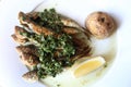 Fried horse mackerel on plate Royalty Free Stock Photo