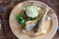 Fried icefish and mashed potatoes Royalty Free Stock Photo