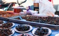 Fried insects cooked for sale. Royalty Free Stock Photo