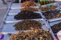 Fried insects in the market Royalty Free Stock Photo