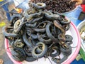 Fried insects and snakes for sale, Cambodia