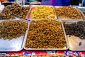 Fried insects on the streets market Royalty Free Stock Photo