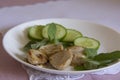 Fried lamb testicles, with fresh herbs