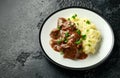 Fried Liver in gravy with mashed potato