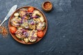 Fried mackerel with vegetables Royalty Free Stock Photo