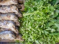 Fried mackerel with vegetables Ready for cooking Royalty Free Stock Photo