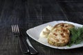 Fried marrows with mayonnaise on a plate Royalty Free Stock Photo