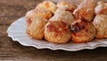 Fried meat ball, delicious meat cutlets on rustic dark table Royalty Free Stock Photo
