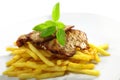 Fried meat and chips Royalty Free Stock Photo