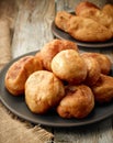 Fried meat pies on dark plate Royalty Free Stock Photo