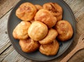 Fried meat pies on dark plate Royalty Free Stock Photo
