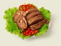 Fried meat roll decorated... Royalty Free Stock Photo