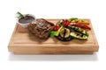 fried meat stake with vegetables