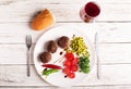 Fried meatballs and wine Royalty Free Stock Photo