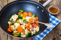 Fried mix vegetables in a pan in oil Royalty Free Stock Photo