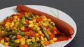 Fried mixed vegetables and sausage Royalty Free Stock Photo