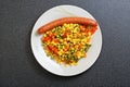 Fried mixed vegetables and sausage Royalty Free Stock Photo