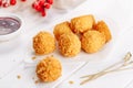 Fried Mozzarella Cheese Balls with Cranberry Sauce Royalty Free Stock Photo