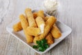 Fried mozzarella cheese sticks Royalty Free Stock Photo