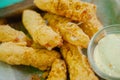 Fried mozzarella cheese sticks breaded Royalty Free Stock Photo