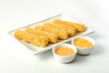 Fried Mozzarella With Sauce Royalty Free Stock Photo