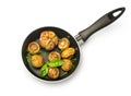 Fried mushrooms in a frying pan Royalty Free Stock Photo