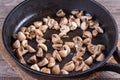 Fried mushrooms in frying pan Royalty Free Stock Photo