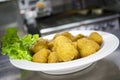 Fried Mushrooms with Leaf Lettuce Garnish