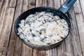 Fried mushrooms pan Royalty Free Stock Photo