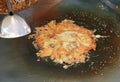 Fried mussel pancakes in hot plate, Thai foods