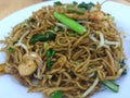 Fried noodle with seafood and bok choi