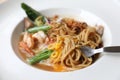 Fried noodle with soy sauce , hokkien mee Asian food Royalty Free Stock Photo