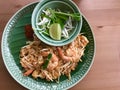 Fried noodle Thai style with prawns Royalty Free Stock Photo