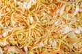 Fried noodle with vegetable texture background Royalty Free Stock Photo