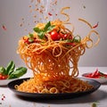 Fried noodles, asian spicy couisine