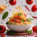 Fried noodles, asian spicy couisine